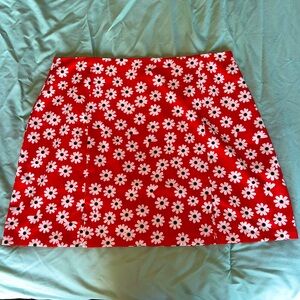 Red floral mini skirt